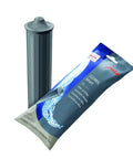 Clearyl Smart Water Filter Cartridges Set For Espresso Machines With Intelligent Water System IWS Includes 2 Gray Filters Auto Rinse On Insertion Keeps Flavor Fresh And Your Coffee Gear Running Smooth, packaging and gray filter displayed