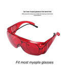 Anti Fog Dental Safety Glasses Ultra Lightweight Protective Eye Shields For Teeth Whitening Lights And Lab Work Fits Over Prescription Frames No Sweat Ventilation Built Tough For Range And Workshop Sweet Spot Comfort Red lens with panoramic design.