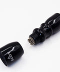 Three In One Pool Cue Tip Tool Scuffer Shaper And Aerator For Billiards 2024 Upgrade, black tool showing scuff and tapper ends.