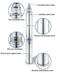 Heavy Lifting Electric Submersible Pump 220V For Deep Well Irrigation And Sump Tasks with stainless steel components and threaded outlet.