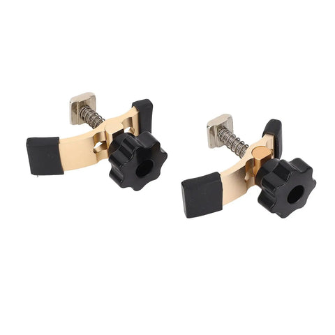 Ultra-Cool Compact T-Track Hold Down Clamps For 3018 Series CNC Router with black knobs and aluminum plates.