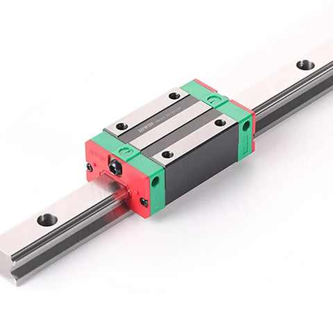 Pro-Grade HGH20 HIWIN Linear Block for HGH20CA Linear Motion Slider Rail Guide, shown in close-up view on a rail.