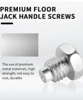Heavy Duty 3 Piece Floor Jack Replacement Screws For 3 Ton And 4 Ton Hydraulic Jacks, zinc plated handle screw close-up view.