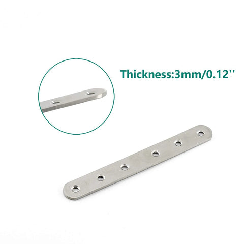 4 Pack Flat Mending Plate For Wood Stainless Steel Straight Brackets 200mm Eight Inch Length With Six Screw Holes Thickness 3mm