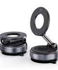 Amazon 360° vacuum suction car phone mount with magnetic circular base and adjustable arm, dark gray, two-piece set