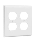 2-Gang Duplex Receptacle Wall Plate In White, Built Tough Polycarbonate Thermoplastic, Impact And Heat Resistant, Fade Proof Finish