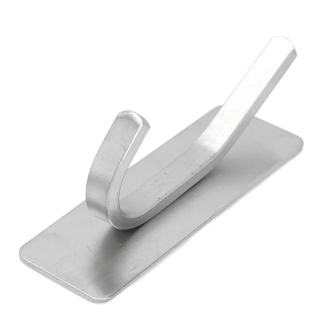 Ditch The Drilling Drama With These Four Heavy Duty Adhesive Hooks Locking Your Coats And Hats Down With Solid Grip On Tile Glass Or Paint Using Shiny Stainless Steel Silver Storage Hooks, single polished silver adhesive hook.