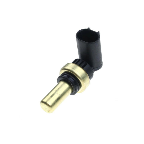 A-Premium coolant temperature sensor with brass probe and black plastic connector (front view)