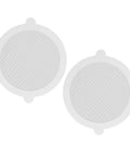 Sanpyl 50Pcs Shower Drain Hair Catcher Fiberglass Dense Mesh shown in a pair, featuring a 3mm dense mesh design for hair capture.