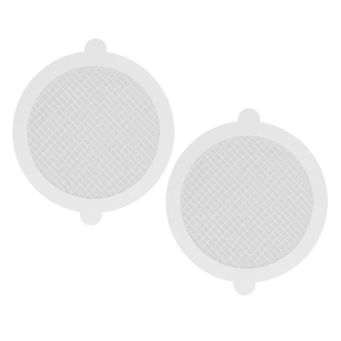 Sanpyl 50Pcs Shower Drain Hair Catcher Fiberglass Dense Mesh shown in a pair, featuring a 3mm dense mesh design for hair capture.