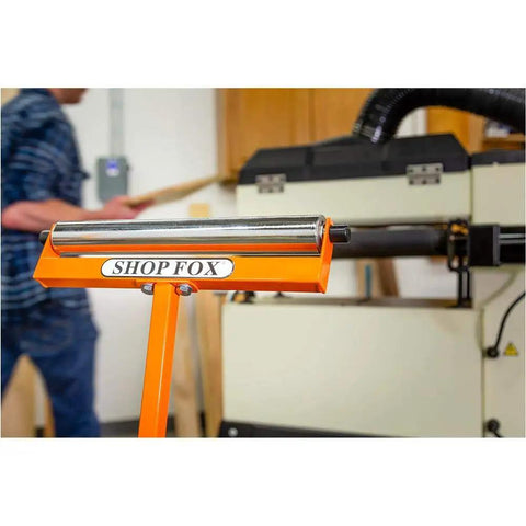 D4800 Roller Stand With 12 Inch Ball Bearing Roller, Beefy Heavy Duty All Steel Stand, Orange Finish in workshop setting