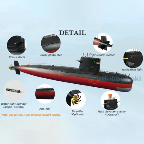 1/72 China Type 039 Song Class RC Submarine Model Kit With Authentic Design, High Precision, Durable FRP And ABS Hull, Detail View