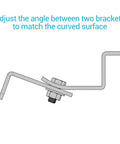 Curved Z Mounting Brackets Set Of 4 For Solar Panels, Built For RVs, Boats, Roofs And Off Grid Installations, Handles Irregular Surfaces Up To 30 Degrees, Aluminum Body With Stainless Steel Hardware, Easy Install And Durable, adjusting angle detail.