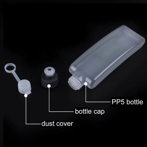 Hiking Hydration Bottle With Protective Dust Cover Leakproof And Lightweight Water Holder showing PP5 bottle, cap, and dust cover.
