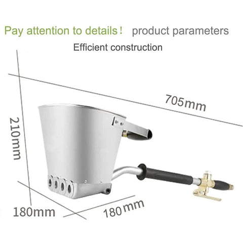 Killer Pneumatic Mortar Sprayer For Lightning Fast Texture Jobs Tough Cement Spray Gun design with dimensions shown
