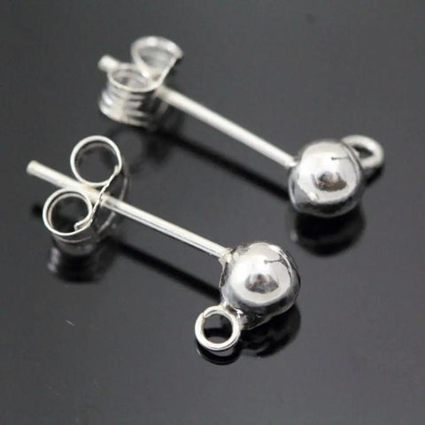 10 Pack Sterling Silver Stud Earrings 4mm Ball Posts With Backs Real 925 Solid Silver Hypoallergenic Nickel Free 0.6 Inch Length 5 Pairs Everyday Sparkle For Sensitive Skin, two silver ball studs