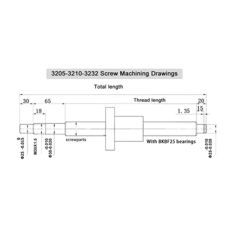 3205-3210-3232 Screw Machining Drawings with dimensions, showing Heavy Duty Metal Ball Screw Nut for precise applications.