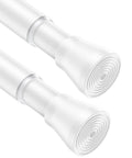 Pair Of Adjustable White Spring Tension Curtain Rods 28 To 48 Inches No Drill No Tools Easy Install Non Slip For Windows Doors Bathrooms And Doorways Anywhere