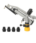 1.5 Inch Aluminum Alloy Irrigation Sprinkler Spray Gun For Lawn And Garden, 360 Degree Rotary Watering, Large Area Coverage, Female Thread Nozzle Set