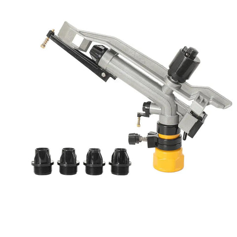 1.5 Inch Aluminum Alloy Irrigation Sprinkler Spray Gun For Lawn And Garden, 360 Degree Rotary Watering, Large Area Coverage, Female Thread Nozzle Set