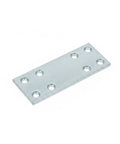 Rectangular metal connector plate with pre-drilled holes, part of the Beef Up Your Bed Frame With Heavy Duty Connector Plates And Steel Repair Brackets.
