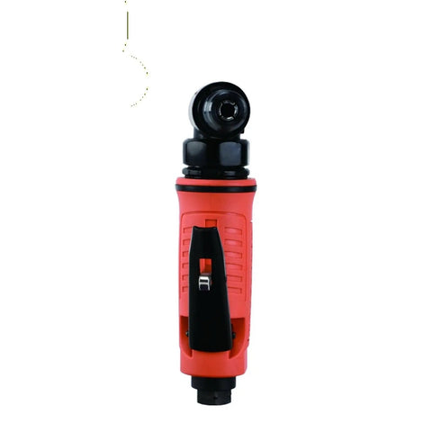 Badass One Quarter Inch Air Angle Die Grinder With Nimble Ergonomic Handle And Reliable Safety Trigger For Rock Solid Metal Polish and Swift Precision Cuts At Twenty Thousand Rpm Shop Ready, front view with trigger.
