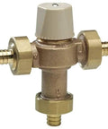 Plug Right In Heavy Duty Brass Mixing Valve With One Inch Pex Fittings designed for solid temp regulation between eighty and one twenty degrees.