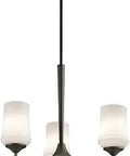 Three Light Chandelier In Old Bronze With Satin Etched Opal Glass, Transitional Aubrey Collection, Requires 3 100W A19 Bulbs Not Included