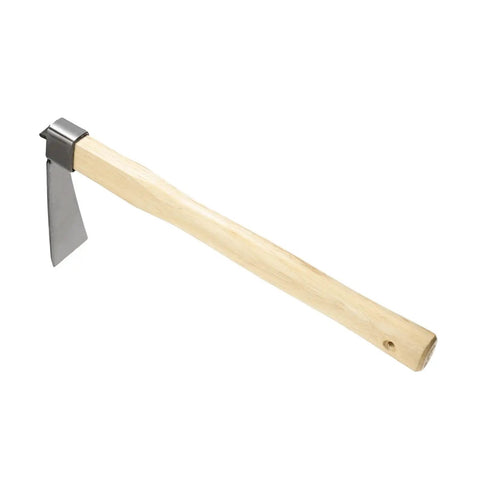 Heavy Duty Narrow Hoe 15 Inch Stainless Steel Mattock Garden Tool With Waxed Wood Handle for Weeding Digging and Planting