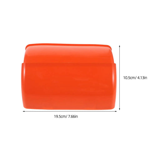Heavy Duty Outdoor EV Charger Cover With Dual Outlet Socket Protector All Weather Foldable Shield For Electric Vehicles No Sweat Protection Plug And Play Install Keep It Bone Dry Always in bright orange, measuring 19.5cm x 10.5cm.