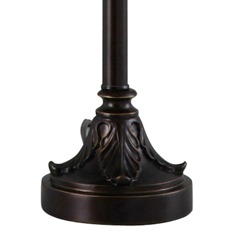 Base of Buffet Table Lamps Set Of 2 With Bronze Finish And Burgundy Fabric Shade, 25.75 Inches Tall, showing detailed bronze design