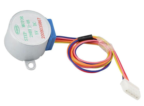 28BYJ-48 5V stepper motor with multicolor wires and 4-pin white connector