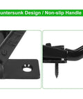 Adjustable Steel Toggle Clamp With 100 Kg Holding Strength For Cabinets Boxes Lockers Doors And Vehicles Heavy Duty Galvanized Iron Mounting Latch Easy Screw On Installation For Secure Closures black countersunk handle and screw mount close-up