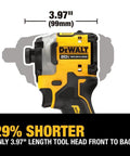 Compact 20V Max Brushless Cordless Impact Driver Kit With Battery And Charger features 3.97 inch compact head for tight spaces.