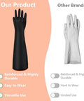 Tough As Nails 22 Inch Heavy Duty Rubber Gloves For Household Chores And Professional Cleaning Reusable Chemical Resistant Safety Gear With Ergonomic Comfort Fit, black durable rubber gloves compared to standard white gloves.