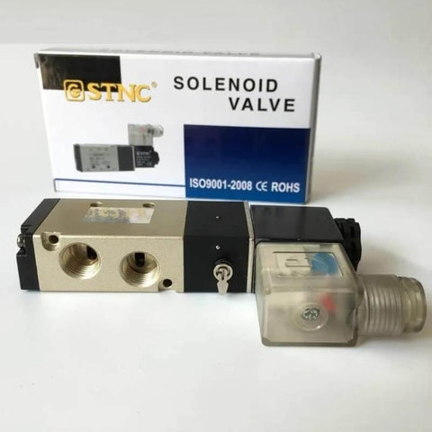 One Quarter Inch Two Position Five Port STNC Air Solenoid Valves TG2521 08 Pneumatic Control Valve on white background