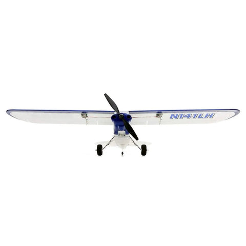 Front view of Sport Cub S 2 RC Airplane BNF Basic With Safe Technology Ideal Trainer for Beginners and Pros, white foam design.