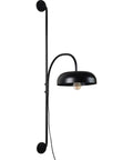 Adjustable Antique Brass Wall Sconce With White Ceramic Shade Hits Different In Kitchens Or Hallways Super Chic One Light Fixture Easy To Mount Rock Solid Vintage Design - black wall sconce with curved arm and dome shade.
