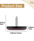 Side view of Furniture Sliders With Screws, 20 Pack Teflon Glides for various floors, showing dimensions and screw feature.