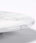 Close-up of 12 Inch Solid Marble Lazy Susan Turntable with smooth edge and natural stone finish for kitchen organization.