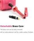 Close-up of removable brass core from Two And Four Pack TPU Inner Tubes For 700c Wheels With Metal Presta Valve 45 65 85mm