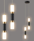 Two Light Pendant Lights For Kitchen Island Dimmable LED Modern Mini Pendant Fixtures In Black And Gold Finish