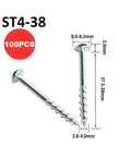 Beefy Woodworking Oblique Hole Self Tapping Screws Galvanized For Pocket Hole Jigs ST4-38 100 Pcs with dimensions