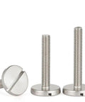 Top Tier 304 Stainless Steel M4x14mm Slotted Cheese Head Machine Screws Five Pack displayed, showcasing precision cut design.