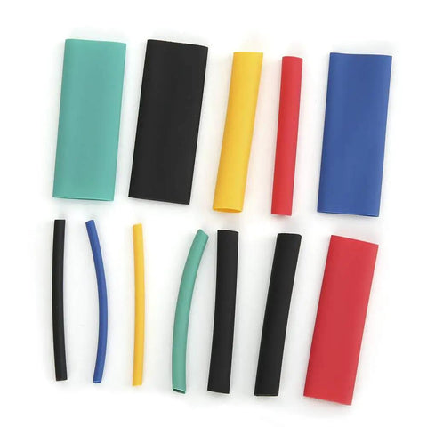 Solid 530-Piece Heat Shrink Tube Kit With 10 Sizes For Auto Repair And DIY Electronics Projects Includes Durable Polyolefin Cable Sleeves To Wrap Wires Neatly And Securely Without Breaking The Bank Today. Assorted polyolefin heat shrink tubes in 10 sizes, shown on white background