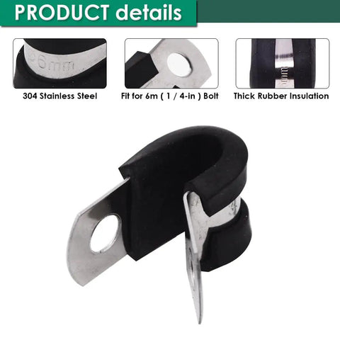 Dang Solid 1/4 Inch 304 Stainless Steel Cable Clamps 100 Pack Heavy Duty Built Ridiculously Tight With Thick Rubber Cushions For Auto Wiring And Hella Reliable Grip