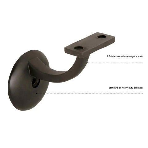 5 Pack Jumbo Handrail Brackets for Stairways and Hallways in Oil Rubbed Bronze, Mounting Hardware Included, side view, 3 inch extension