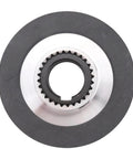 Brake gear disc assembly with 150mm rotor and gear-teeth inner hub for electromagnetic brake motor YEJ132 base, front view