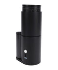 Top Shelf Portable Burr Coffee Grinder Featuring 38mm Stainless Steel Conical Blades And Anti Static Magnetic Cup in black.