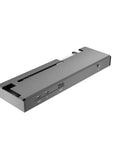 Level Up Your Portable Setup With This Rock Solid Mini Egpu Enclosure Offering Thunderbolt Four And Usb4 Bandwidth For Nvidia Or Amd Pcie Video Cards While Boosting Eighty Five Watt Pd Power Delivery Plus Daisychain Routing For Hella Smooth Gaming Flex - angled view of compact external GPU dock with multiple ports.